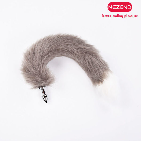 PLUG METAL NEZEND COLA ZORRO GRIS/BLANCO