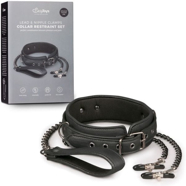 COLLAR CUERO+PINZAS METAL+CORREA