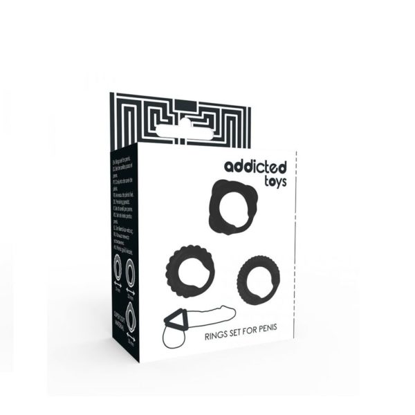 SET 3 ANILLOS ADDICTED TOYS NEGROS