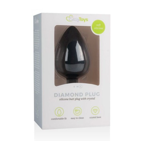 PLUG SILICONA DIAMOND NEGRO L 10 CM